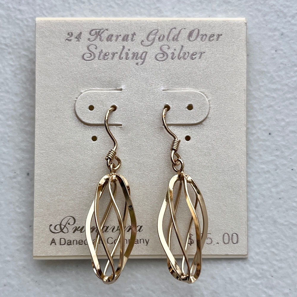 Primavera Women's 24 Karrot Gold Over Sterling Silver Dangle Pierced Earrings